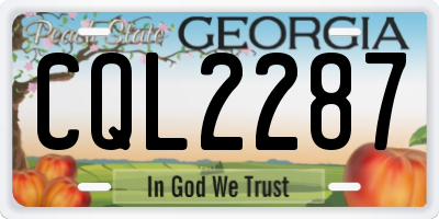GA license plate CQL2287