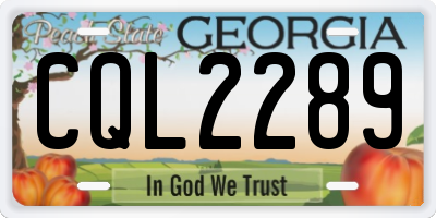 GA license plate CQL2289