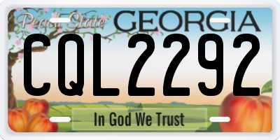 GA license plate CQL2292