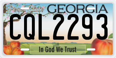 GA license plate CQL2293