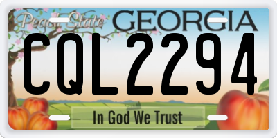 GA license plate CQL2294
