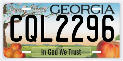 GA license plate CQL2296