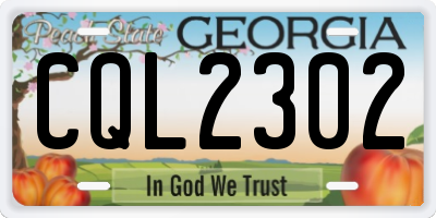 GA license plate CQL2302