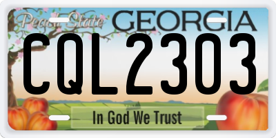 GA license plate CQL2303