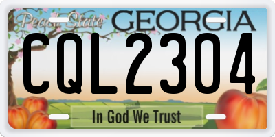 GA license plate CQL2304