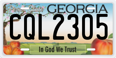 GA license plate CQL2305