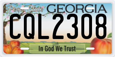 GA license plate CQL2308