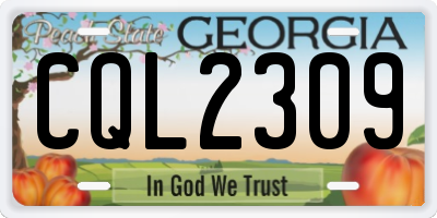GA license plate CQL2309