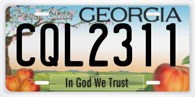 GA license plate CQL2311