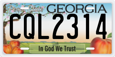 GA license plate CQL2314