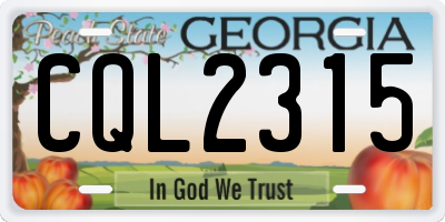 GA license plate CQL2315