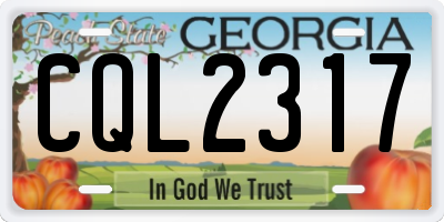 GA license plate CQL2317