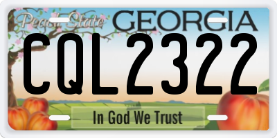 GA license plate CQL2322