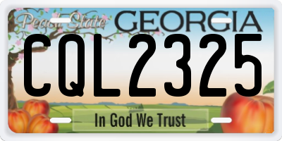 GA license plate CQL2325
