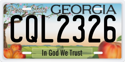 GA license plate CQL2326