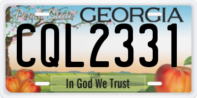 GA license plate CQL2331