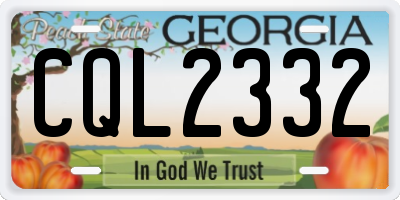 GA license plate CQL2332