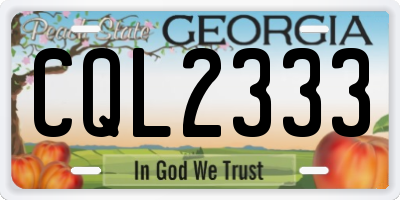 GA license plate CQL2333