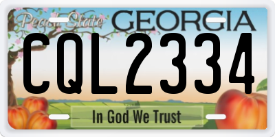 GA license plate CQL2334