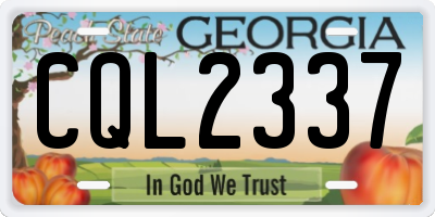 GA license plate CQL2337
