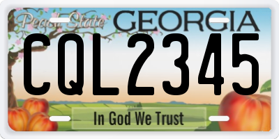 GA license plate CQL2345