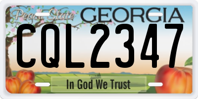 GA license plate CQL2347