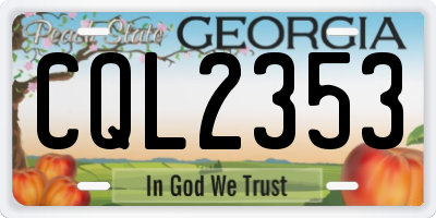 GA license plate CQL2353
