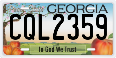 GA license plate CQL2359