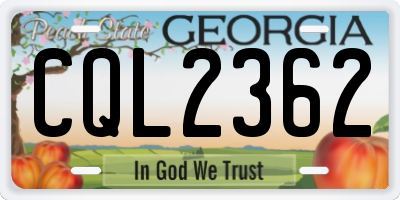GA license plate CQL2362
