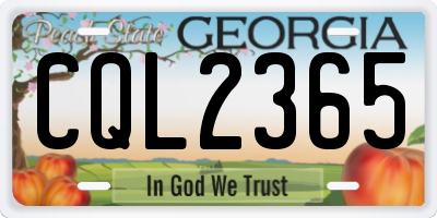 GA license plate CQL2365