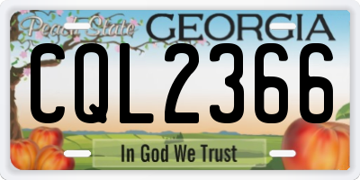 GA license plate CQL2366