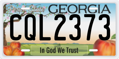 GA license plate CQL2373