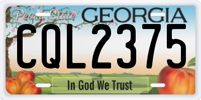 GA license plate CQL2375