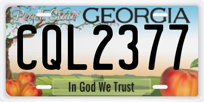 GA license plate CQL2377