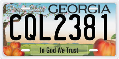 GA license plate CQL2381