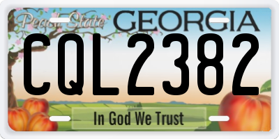 GA license plate CQL2382
