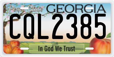 GA license plate CQL2385