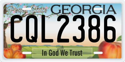 GA license plate CQL2386
