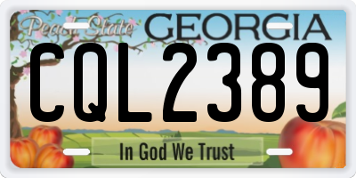GA license plate CQL2389