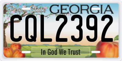 GA license plate CQL2392