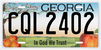 GA license plate CQL2402