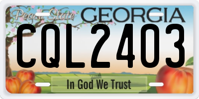 GA license plate CQL2403