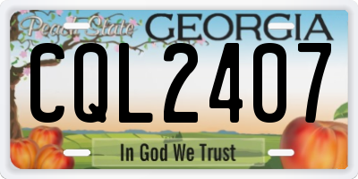 GA license plate CQL2407