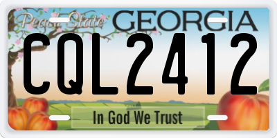 GA license plate CQL2412