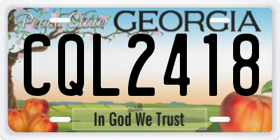 GA license plate CQL2418