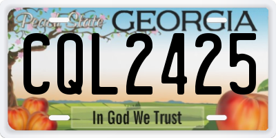 GA license plate CQL2425