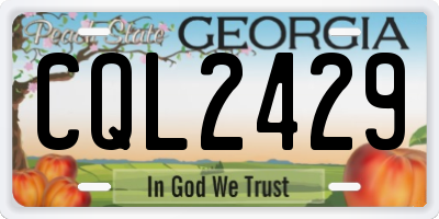GA license plate CQL2429