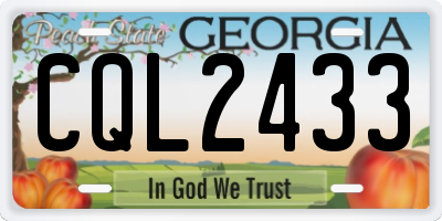 GA license plate CQL2433