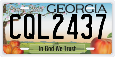 GA license plate CQL2437
