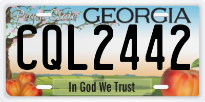 GA license plate CQL2442
